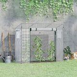 Serre 200 X 76 X 168 Cm avec fenêtre latérale, porte enroulable, coupe-vent, structure en acier, bâche en plastique