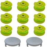 Phonillico® Bobine de fil de remplacement AC80RL3 compatible pour Ryobi One+ coupe-bordure 18V 24V 40V Ø 2mm longueur 3,4m [Ensemble de 9 bobines + 2 capots]