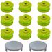 Phonillico® Bobine de fil de remplacement AC80RL3 compatible pour Ryobi One+ coupe-bordure 18V 24V 40V Ø 2mm longueur 3,4m [Ensemble de 9 bobines + 2 capots]