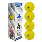 Joola Plastic Primo Pickleball Ballen - 4 Pack van 3 Sterren Toernooi Indoor en Outdoor Ballen - USAPA Goedgekeurd - Ideaal gewogen en precisie vervaardigd 40 Hole Design Officiële maat, Geel