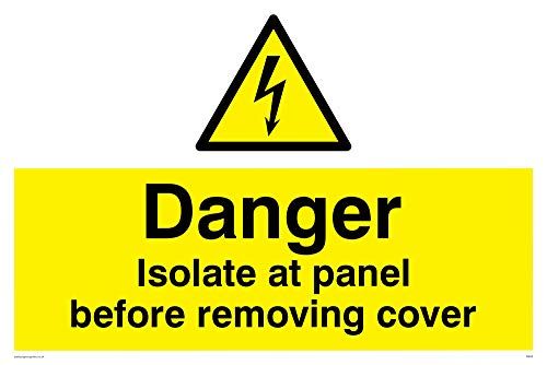 Viking Signs WE85-A2L-1M "Danger Isolate at Panel Before Removing Cover" Sign, 1 mm Semi-Rigid Plastic, 400 mm H x 600 mm W