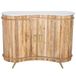 DRW Consoletafel voor de entree, kast met 2 houten deuren, marmeren plaat en metalen poten in naturel, wit en goud, 112 x 41 x 84 cm
