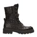 Shabbies Amsterdam chunky leren veterboots met profielzool en dierenprint - donkerbruin