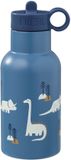 Fresk Thermosfles 350 ml - RVS Waterfles – Lekvrije Drinkfles voor Kinderen – Koude en Warme Dranken – BPA-vrij – Onbreekbaar – 2 Doppen – Thermosbeker – Drinkbeker Jongens - Blauw - Dino