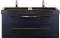 BES LED Seville Badmeubelset 120 cm - 2 Laden Black Oak - Wastafel Lucca Dubbel