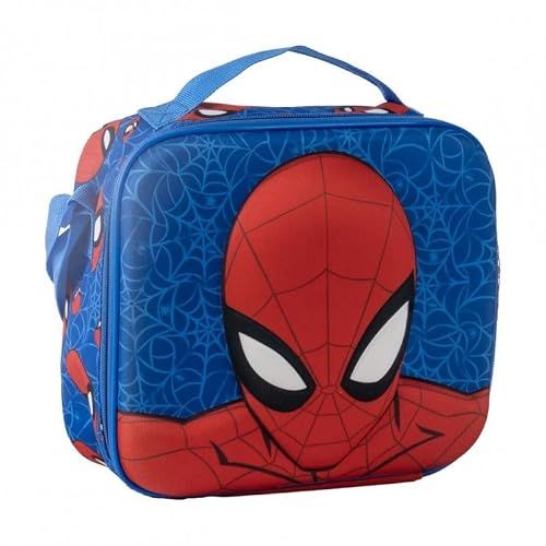 3D-koeltas Spider-Man 3D-koeltas voor jongens en meisjes, blauw en rood, met draaggreep en schouderriem, binnenwarmte, zijvak, officieel gelicentieerd product, eenheidsmaat