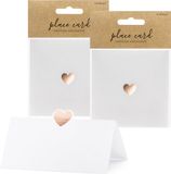 PartyDeco naamkaartjes/plaatskaartjes Lief - Bruiloft - rosegoud/wit - 100x - 10 x 5 cm
