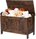 VEVOR Kinderspeelgoedbank met opbergruimte, houten speelgoedkist, opbergbank met veiligheidsscharnier, opbergkist voor speelkamer, woonkamer, hal, speelgoedbank, 754 x 389 x 480 mm, bruin