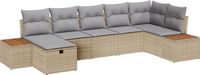 vidaXL Tuinbank Set met Kussen 7 stuks Beige Poly rotan
