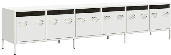 vidaXL Tv-meubel 202x39x43,5 cm koudgewalst staal wit
