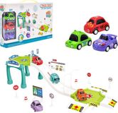 Playos® Autobaan met 3 Auto's en Parkeergarage