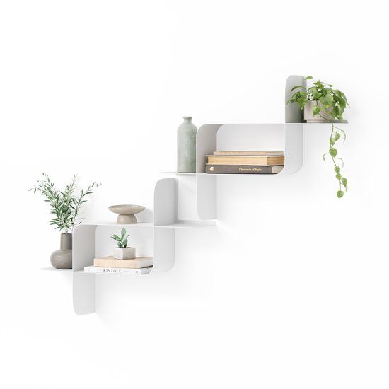 Umbra Montage Zwevende Plank Muur Gemonteerd Staal Wit Set van 2