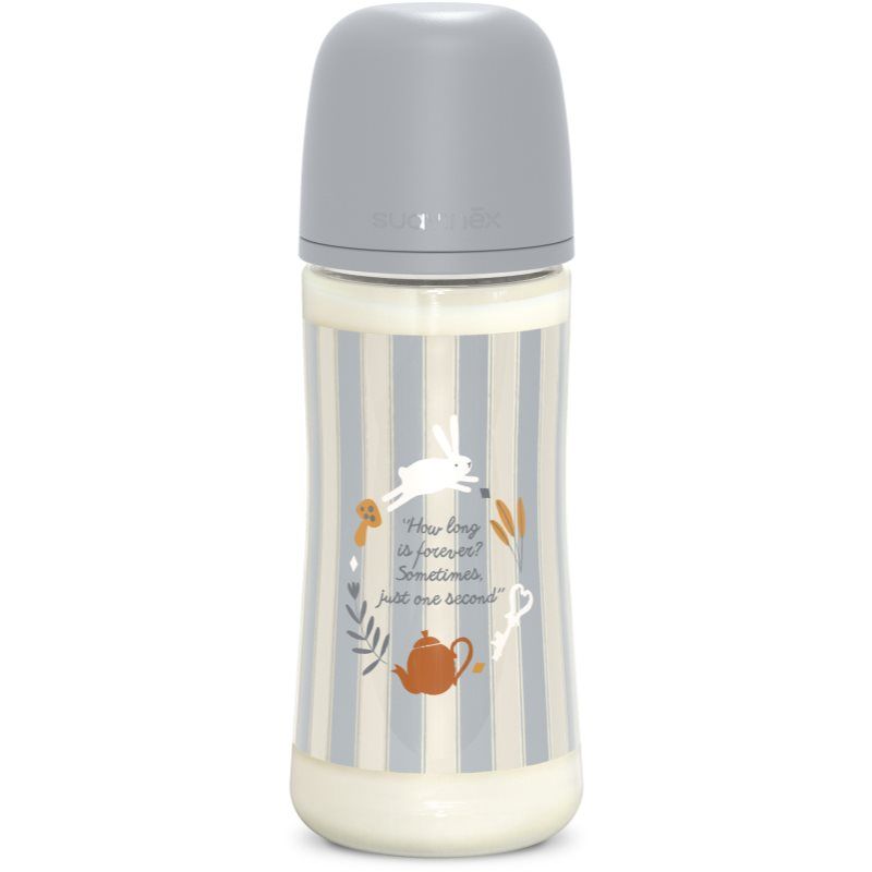 Suavinex, Babyfles 360 ml - Flesje met fysiologische siliconenzuiger SX Pro en anti-koliek ventiel - Babyfles met dichte speen (L) - Voor baby's vanaf 6 maanden - Wonderland - Lichtblauw