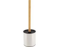 Tendance Badkamer toiletborstel met houder 103 series - wit - 10 x 37 cm - metaal/bamboe hout