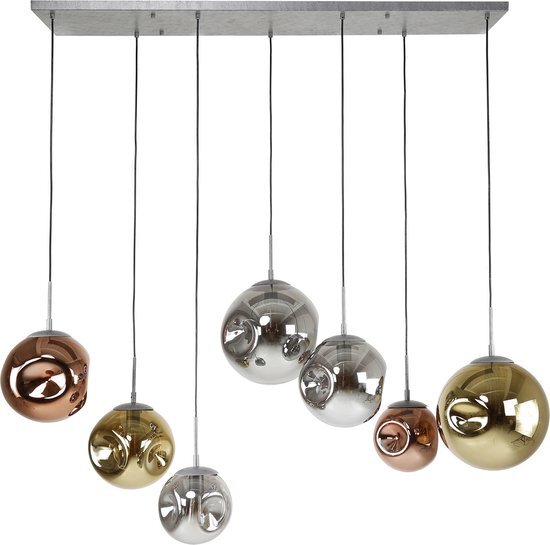 Duverger Solar - Hanglamp - metaal - glas - chroom - koper - goud - 7 lichtpunten