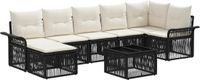 vidaXL Tuinbank - Set - 8-delig - Zwart - Polyrattan