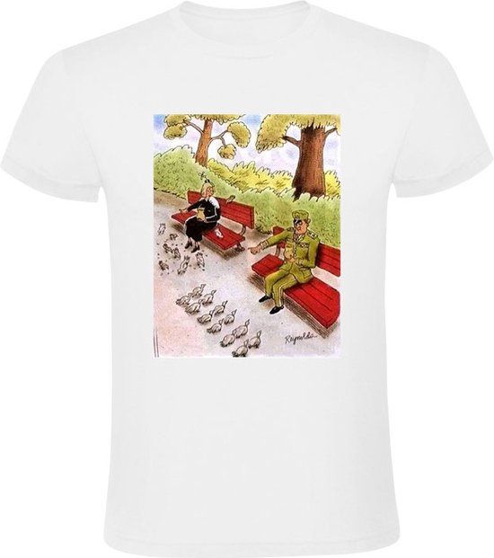 Duiven Leger Heren T-shirt - Wit - XXL - Katoen