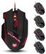 Zelotes T90, souris de jeu LED multifonctionnelle, 9200 DPI, filaire, USB, pour PC, Mac, 8 boutons (noir), avec réglage du poids