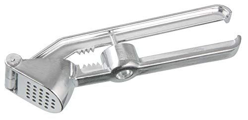 FACKELMANN Knoflookpers/ontsteer, knoflooksnijder van aluminium, notenkraker en kersen/olijfsteen (kleur: zilver), 1 stuk