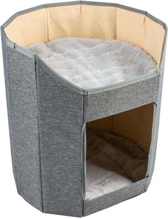 Laroy Duvoplus Kattenhuis Greta Grijs Pluche/Stof One Size