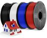 PLA Pro filament, 1,75 mm, lot de 4 kg, composé de 4 bobines de 1 kg (Noir, Blanc, Bleu, Rouge)