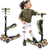 Hurtle Kinderstep - 3-wiel Step, Opvouwbare Scooter met Verstelbare Hoogte, Antislip Platform, LED Verlichte Wielen - Step voor Meisjes/Jongens