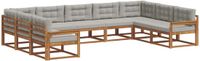 vidaXL - Hoek loungeset - 9 zitplekken - Acacia hout - Naturel en lichtgrijs