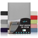 Jersey Dreamzie Jersey Katoenen Hoeslakens Grijs - Voor Matras 200 x 200 x 27 cm - Gecertificeerd Vrij van Chemische Producten (OEKO TEX)