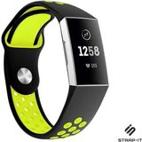 Strap-it Fitbit Charge 3 sport bandje - zwart-geel - Maat: L