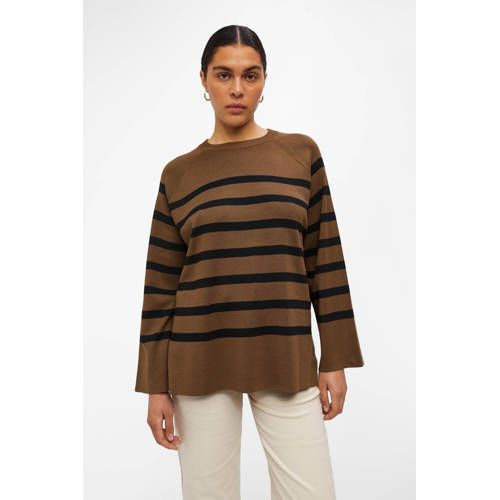 OBJECT OBJESTER Striped Knit Sweater - Brown/Black