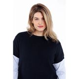 Paprika gestreepte pullover marineblauw