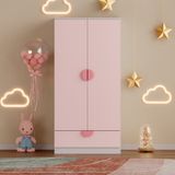 en.casa Kinderkast Sandnes kledingkast 123x60x40 cm wit en roze
