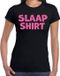 Bellatio Decorations Verkleed T-shirt voor dames - slaap shirt - zwart - glitter roze - themafeest L