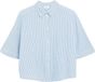 s.Oliver Chemisier Femme Bleu clair Coton Rayé Manches courtes Col classique Coupe droite