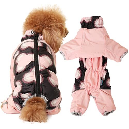 JRKJ Hondenkleding hond jas dikke warme winter waterdichte kleine hond overall reflecterende huisdier jumpsuit mannelijke/vrouwelijke hond jas snowsuit