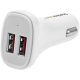 StarTech.com Dubbele USB autolader - dual USB - 24W/4.8A - 2 poorts - wit