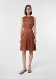Comma Mouwloze viscose jurk mokka