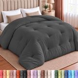 Utopia Bedding Alternatief beddekbed voor alle seizoenen, dekbed, polyester dekbed met hoeklussen, machinewasbaar, grijs, queensize