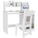 Banc et chaise pour enfants 5-8 ans avec étagère et tiroir amovible en bois blanc