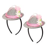 Merkloos / Sans marque Tiara met tiroler verkleed hoedje roze - 2x stuks - dames - Oktoberfest/carnaval feesthoeden