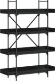 vidaXL Boekenkast - 4-laags - 100x33x145,5 cm - Zwart