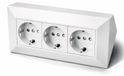 Multiprise à 3 prises, montage en applique, prise d'angle - 230 V 16 A 3600 W - Blanc mat