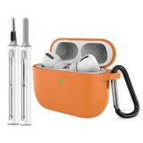 Orange Housse en silicone pour AirPods Pro 3 avec mousqueton et stylo de nettoyage