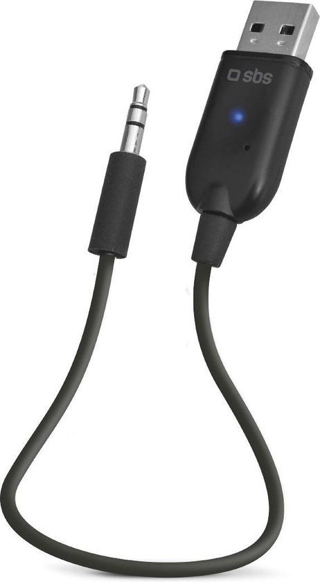 SBS Mobile 3.5mm Jack naar USB Bluetooth Receiver 20cm Zwart