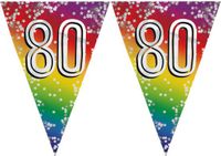 Merkloos / Sans marque Boland Bv 5x stuks vlaggenlijn 80 jaar versiering vlaggetjes slinger 6 meter - Glitter folie - Binnen/buiten gebruik