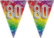 Merkloos / Sans marque Boland Bv 5x stuks vlaggenlijn 80 jaar versiering vlaggetjes slinger 6 meter - Glitter folie - Binnen/buiten gebruik