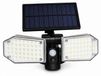 Lampe solaire LED d'extérieur - Lampe murale solaire - Détecteur de mouvement PIR - Deux abat-jour réglables - Panneau solaire réglable - Angle de détection de 150° - Protection IP65 - Noir