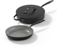 BE Living 2-delige Pannenset - Ø 28 cm Koekenpan + Ø 28 cm Hapjespan - Keramisch - PFAS Vrij - Inductie - Zwart