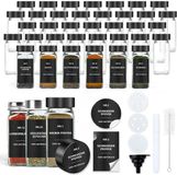 Famanu Pots à épices, carré, avec étiquettes, set de 36 pièces, petits pots à épices, verre, 120 ml, avec insert saupoudreur, étiquettes étanches, conservation des épices pour la cuisine, tiroir