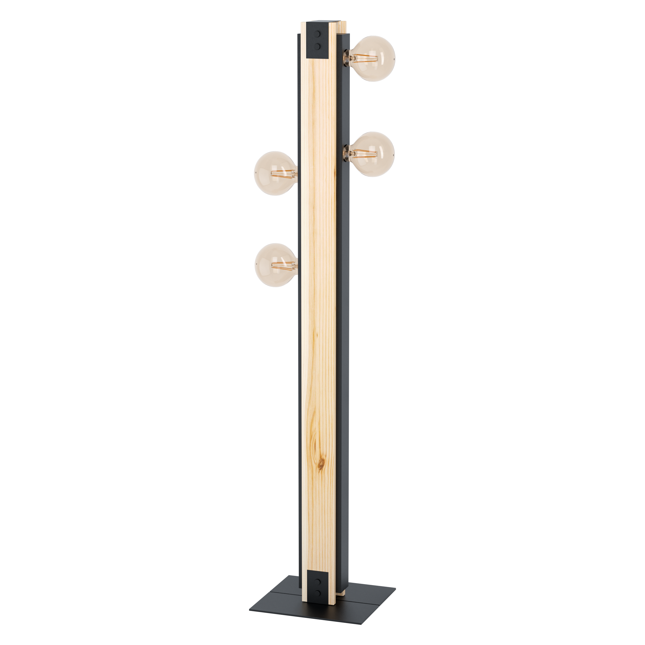 EGLO Layham Vloerlamp - Zwart/Bruin - Hout - E27